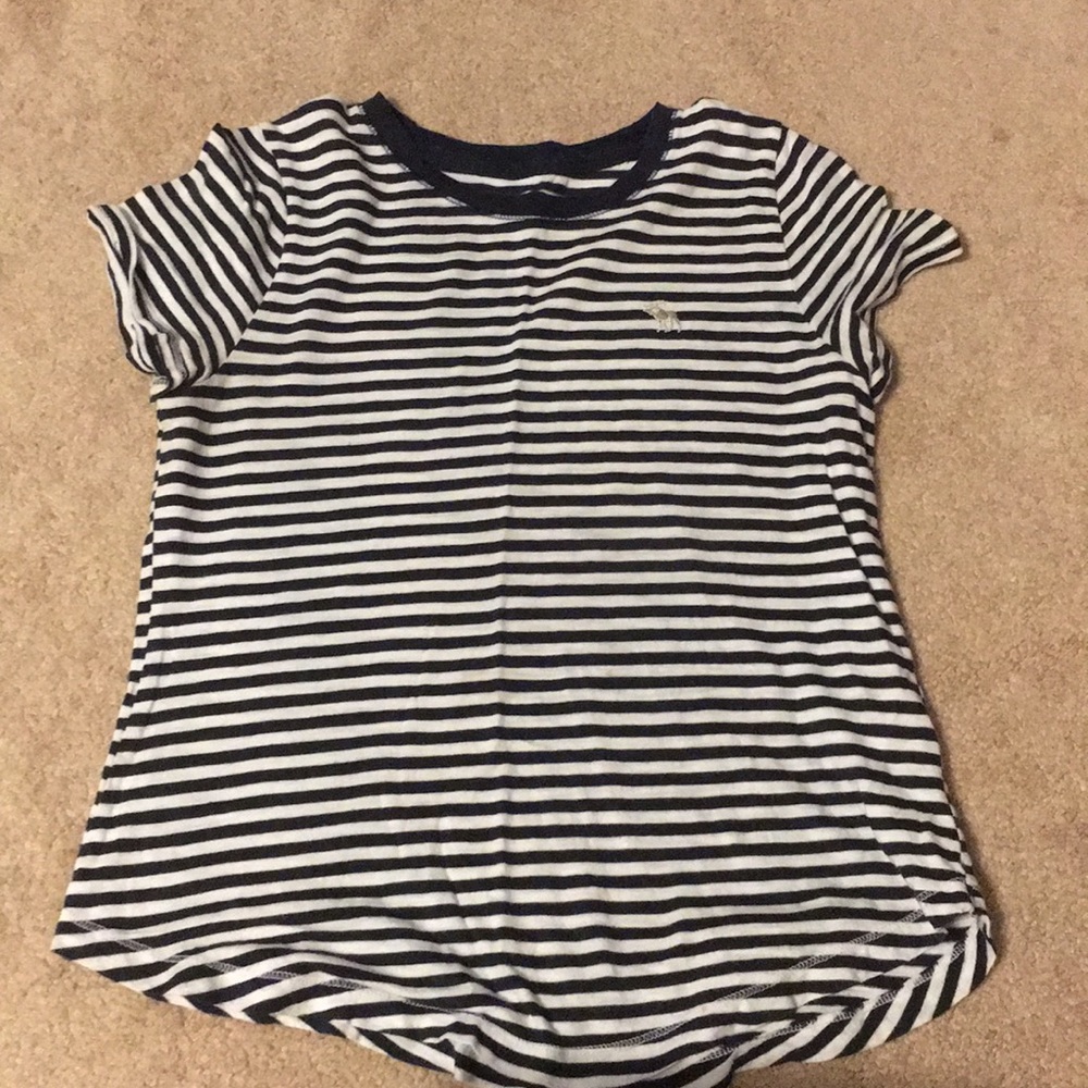 Dark blue and white striped top